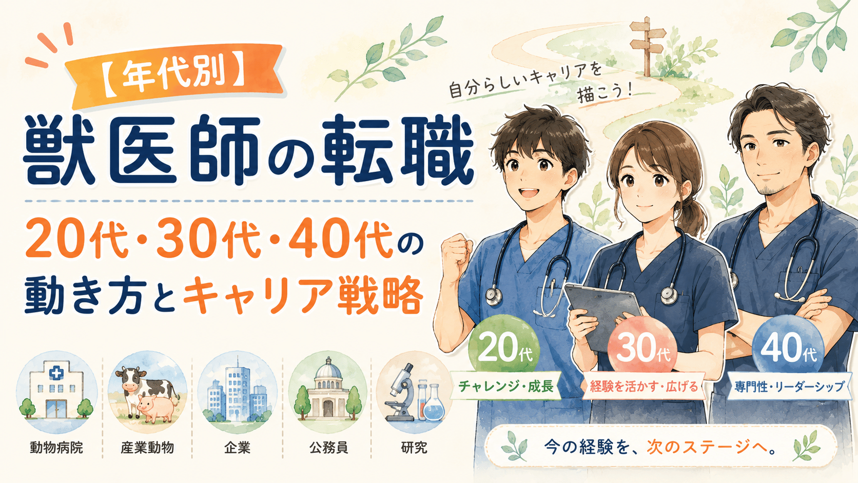 【年代別】獣医師の転職|20代・30代・40代の動き方とキャリア戦略