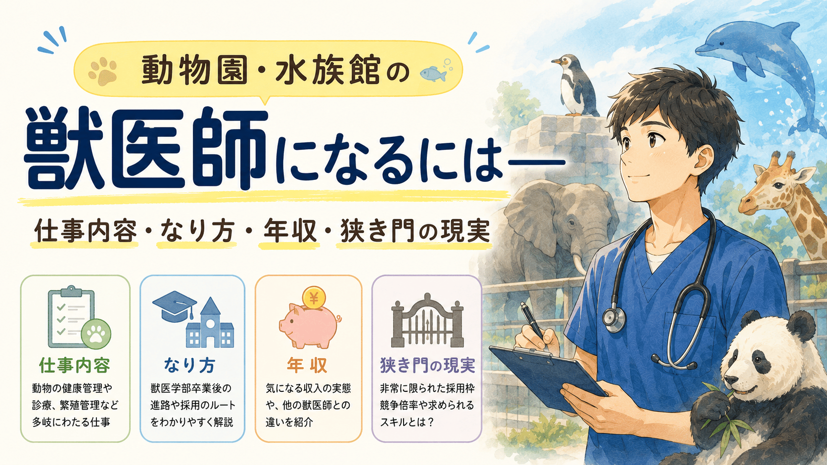 動物園・水族館の獣医師になるには——仕事内容・なり方・年収・狭き門の現実