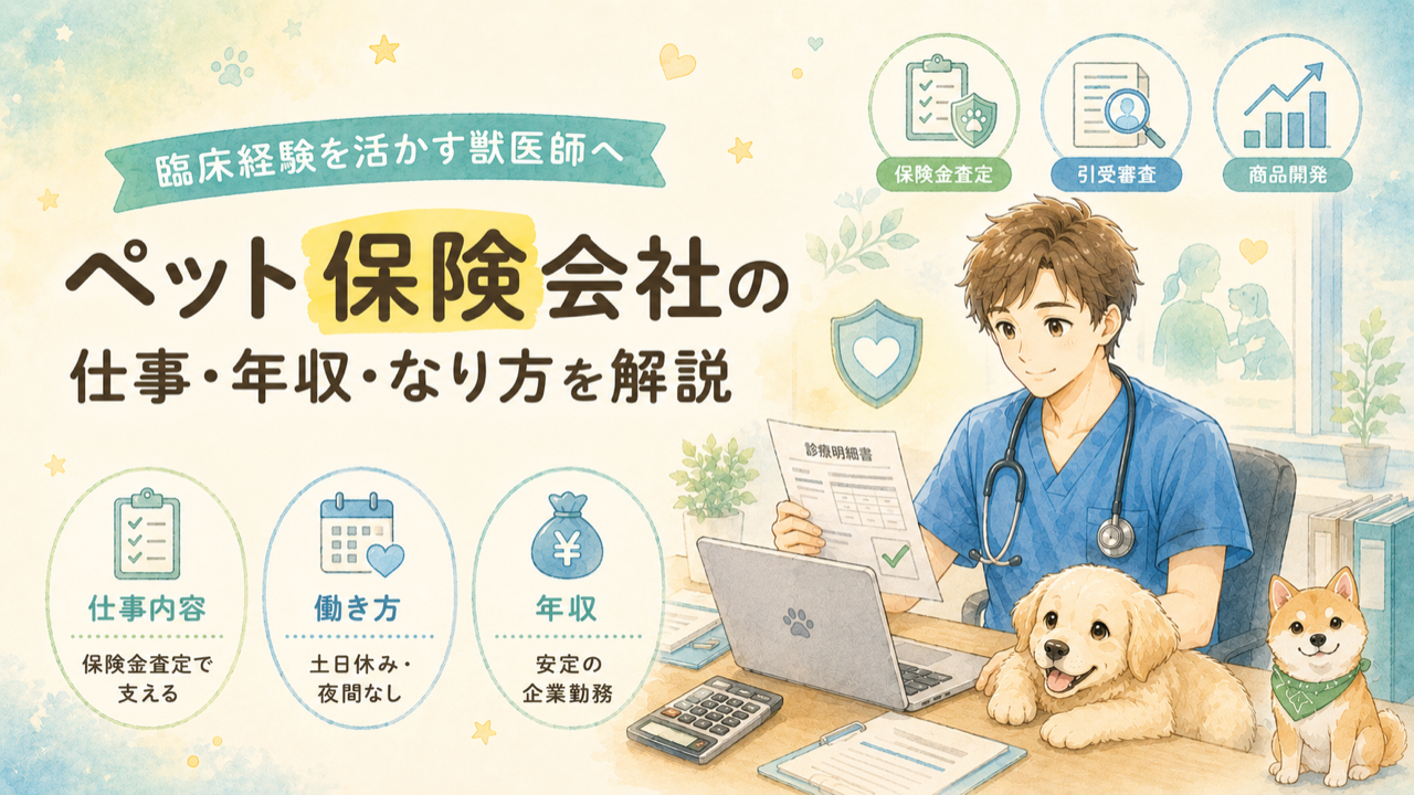 ペット保険会社で働く獣医師|仕事内容・年収・なり方を解説