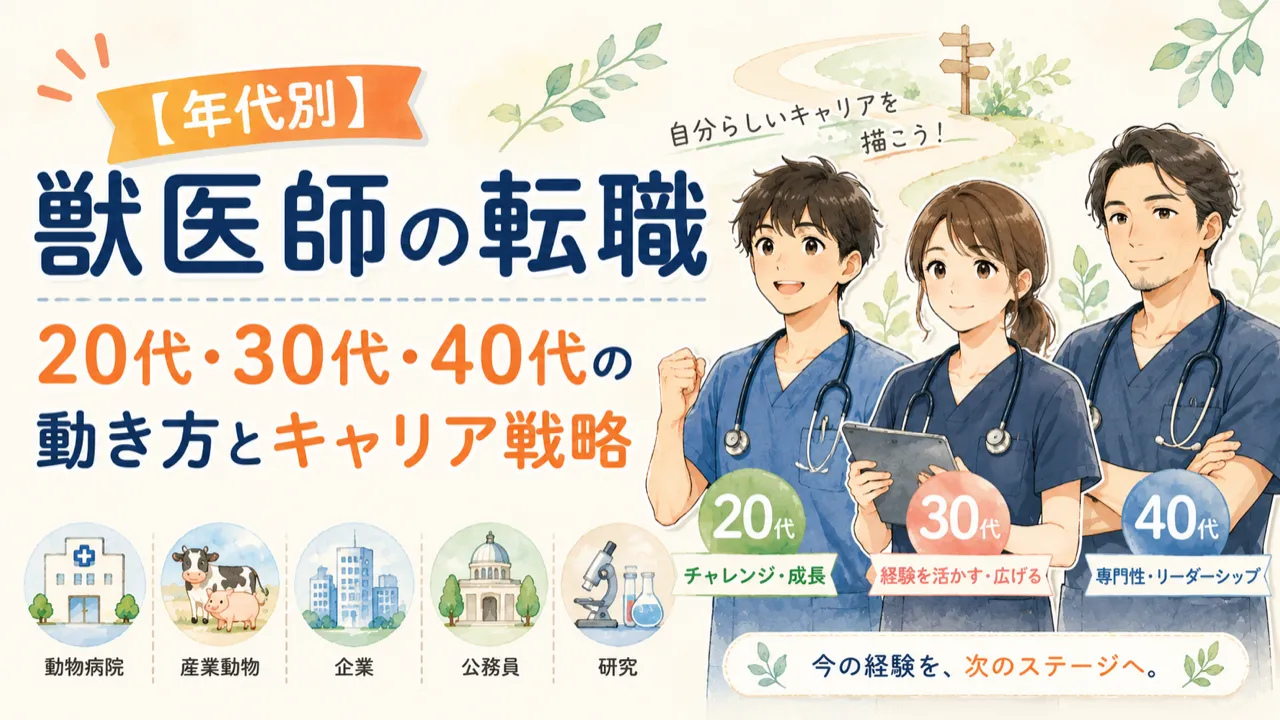 【年代別】獣医師の転職｜20代・30代・40代の動き方とキャリア戦略
