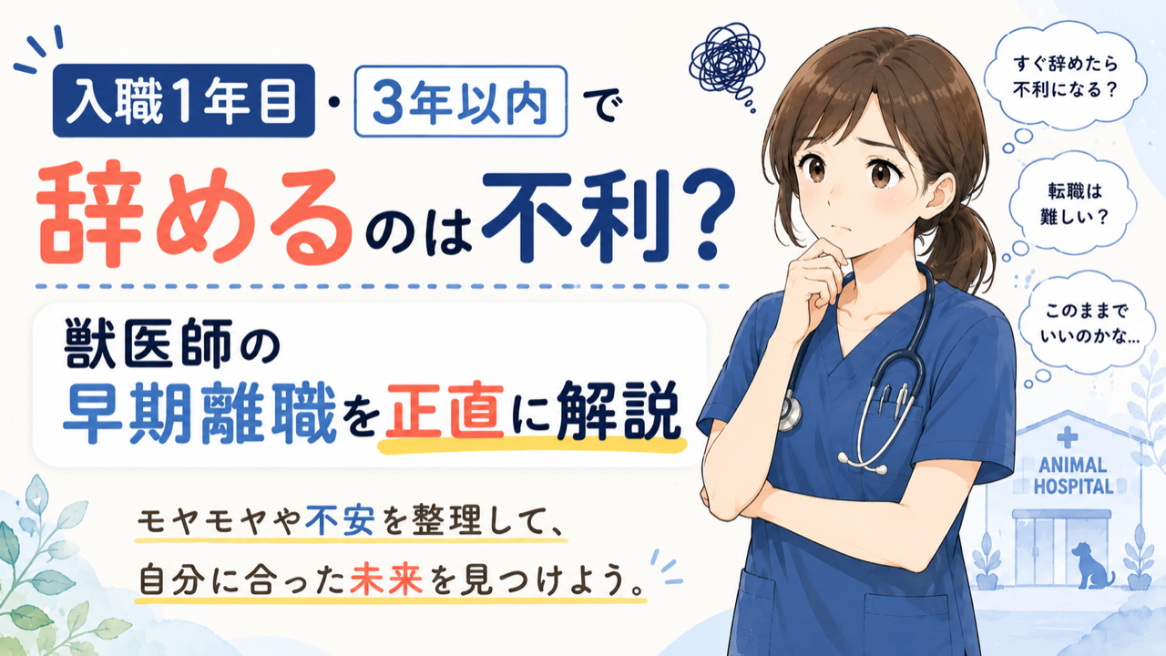 入職1年目・3年以内で辞めるのは不利？獣医師の早期離職を正直に解説
