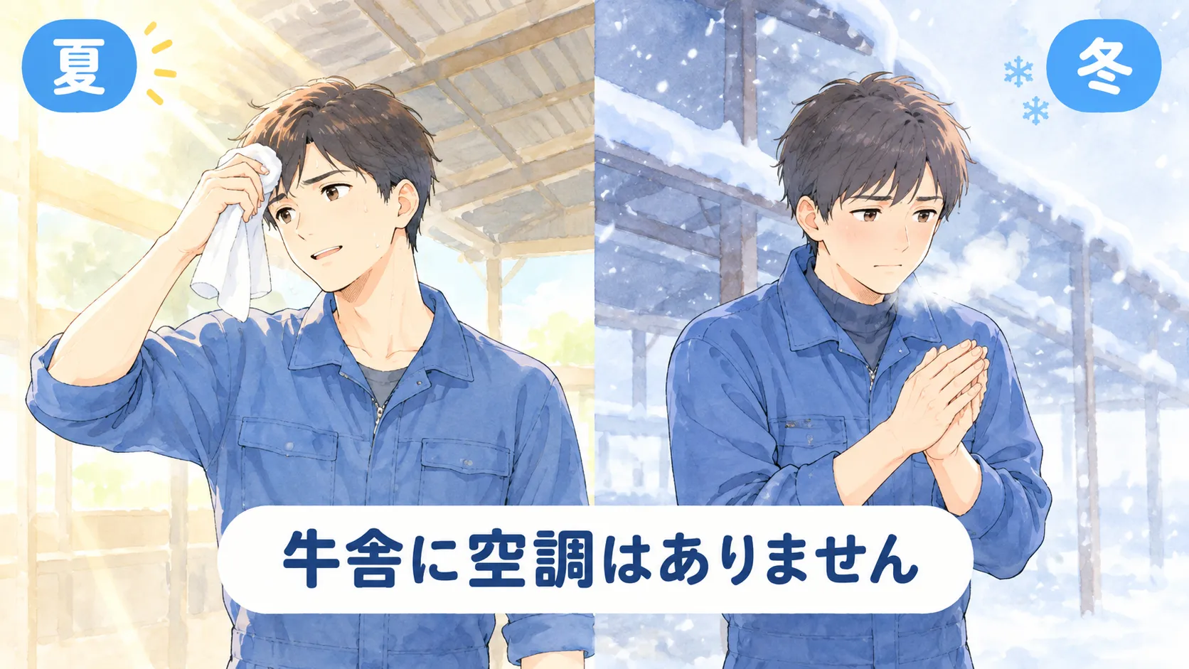 夏は汗を拭いながら、冬は手をこすりながら牛舎に立つ産業動物獣医師