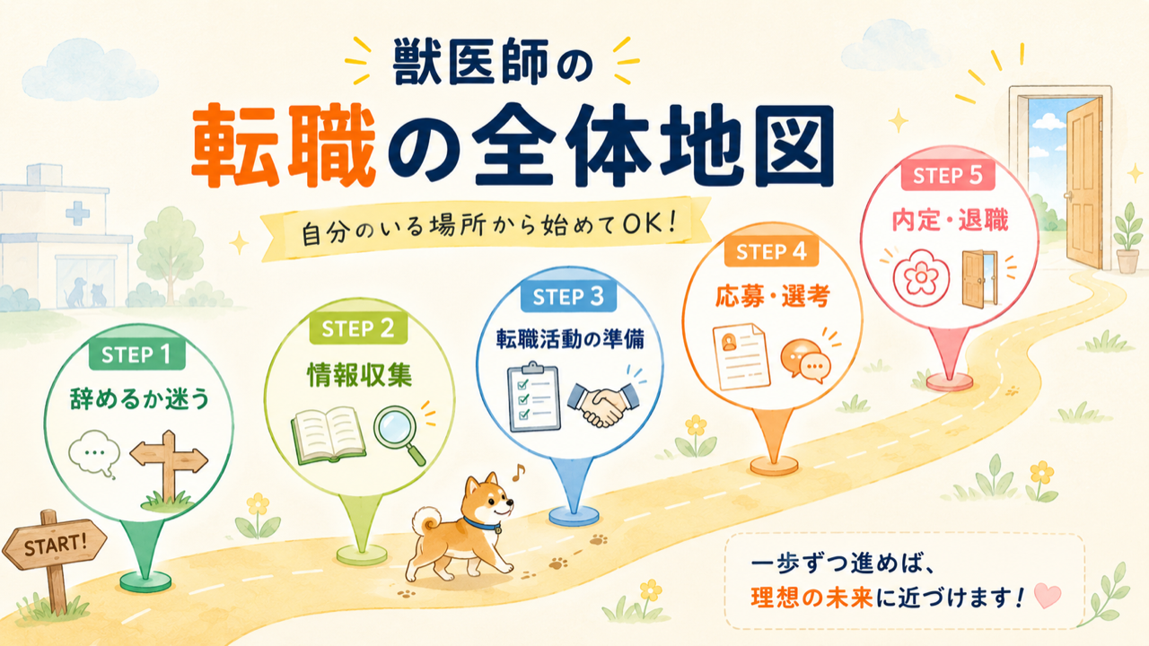 獣医師の転職ロードマップ（STEP1〜5の全体地図）